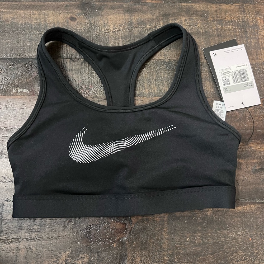Nike Black Sports Bra with White Swoosh Logo